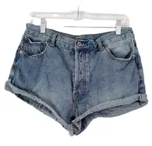 Brandy Melville Button Front Cuffed Denim High Rise Jean Shorts Womens size 6/28