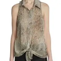 Rory Beca Betty Python Silk Tie Front Top