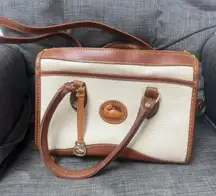 Vintage Dooney &‎ Bourke Leather Satchel Handbag Cream Tan Trim
