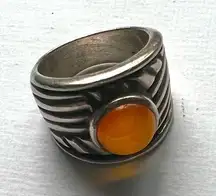 Silpada .925 Sterling and Amber Chevron Ring RARE Retired R1449. Size 5