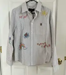 Embroidered Striped Button Down Shirt