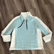 Marc Cain Sport Color block Pullover Women’s Mock Neck Fleece Sweater N6/US 14