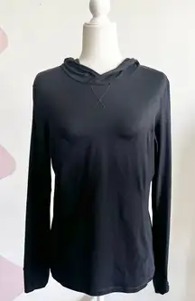 Fabletics Black Pullover Hoodie Top, Athleisure Sporty Yoga‎ Pilates Large