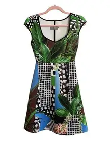 Clover Canyon Leaf Print Scuba Skater Dress