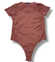 Soho Apparel Bodysuit Size Medium M/L Womens Bodysuit Short Sleeve Bodysuit Lace Mesh