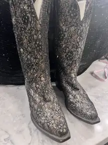 Safari Exotic Leather Boots Hand Made Vintage Women’s‎ Size 8 1/2 Sequins Bling