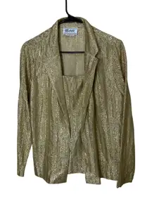 Teddi of California‎ Gold Metallic Blazer Dressy Blouse Vintage Size 14