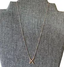 Rose Gold X Hammered Metal Necklace NEW