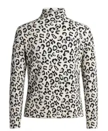 Cynthia Rowley Animal Print Mock Neck Shimmer Sweater