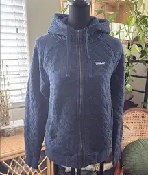 Patagonia Women’s Cotton Quilt Navy Zip Up Hoodie Sweatshirt