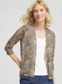 Chicos Travelers Animal Print Cardigan Size 0 / Small