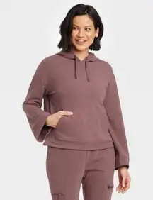 All in Motion Mauve Long Sleeve Cropped Hoodie Pullover Sweatshirt