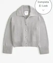 Abercrombie Gray Ribbed Button-Up Cardigan