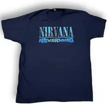 Nirvana  Nevermind Tracklist Graphic Tee T Shirt Size Large Navy Blue Grunge 90s