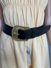 Ralph Lauren leather belt black and gold size M NWT