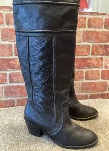 Felicia Womens black leather Tall knee High Riding boots size 9.5