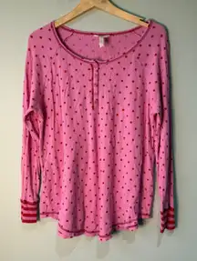 Matilda Jane Women's Pink Red Polka Dot Long‎ Sleeve Top Size Large