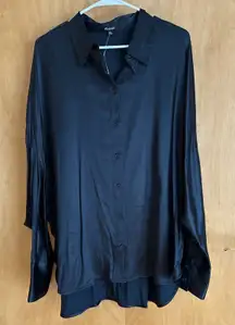 Madewell NWT XXL Relaxed Dolman Button-Up Shirt in Satin Black‎ NT235 2024
