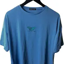 Oversized Shein T Shirt Graphic Tee Short Sleeve Cotton Solid Logo Medium Blue