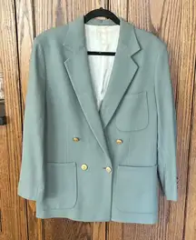 Vtg Pietrafesa Studio 121 100% Camel Hair Blazer Mint Green oversized women’s 2