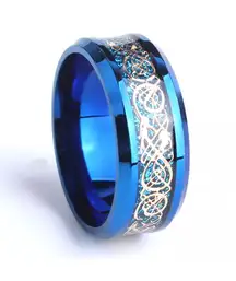 Blue Titanium Gold Dragon Ring 