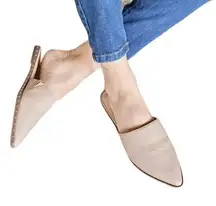 Ccocci Monroe studded Pointed toe slides mules flats taupe classic slip on sz 8