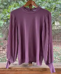 Sioni Women's Milano Sweater Pleated Bishop Sleeves Purple Size L