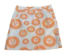 J McLaughlin Orange & White Sun Skirt Size 8