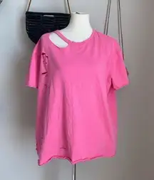 Fantastic Fawn Pink Hole Short Sleeve T-Shirt, Size Large