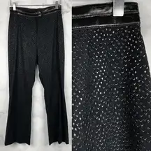 Cache Vintage Y2K Textured Leather High Waisted Bootcut Flare Pants Retro Black