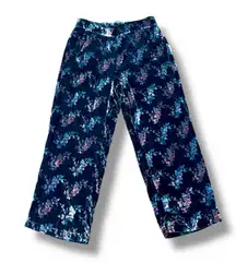 Zara Size M Black Floral Velvet Pull-On Pants Trafaluc Collection Boho