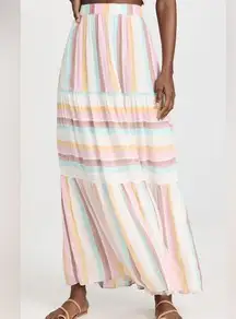 L*Space revolve Bondi Metallic Striped High Rise boho Pull-On Maxi Skirt small