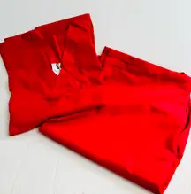 Sari Sari Red Drawstring Pants Scrub Set