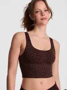 PINK by Victoria Secret Longline Relay Sports Bra Size Large Leopard print NEW