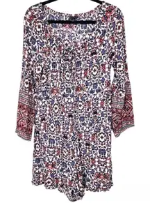 American Eagle AEO Long Sleeve Floral Romper Shorts Jumpsuit Viscose Size L