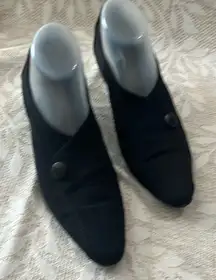 PREVATA Made in Italy‎ Black Stretch Fabric Leather Trim Kitten Heels Size 8.5