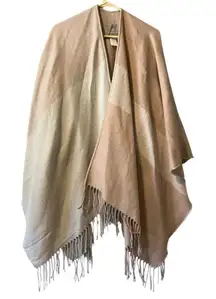 Soia & Kyo Fringe‎ Blanket Wrap Shawl Poncho Cream Pink One Size Classic Modern