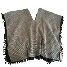 Crescent women's size small tan pancho with black tassels