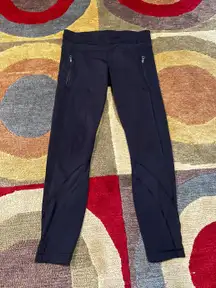 Inspire Crop Leggings Mid Rise Black Mesh Panels Zipper Pockets Size 8