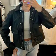 Faux Leather Cropped Jacket in Small