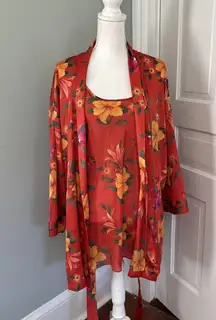 Victoria Secret Floral Print Red Short Robe (OS) Kimono & Small Nightgown