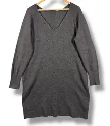 Athleta Cloud Charcoal Heather Wool Cashmere Blend V Neck Sweater Dress