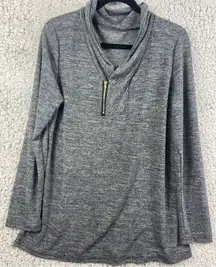 Gray 1/3 zip up‎ long sleeve tight light knit sweater women's size 2XL WS2