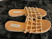 Steve Madden  Women Shoes sandals Tan Studded Slide wedge size 7.5