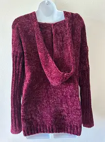 Almost Famous Burgundy Chenille Hoodie Sweater XL