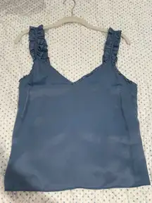 blue silk tank