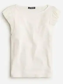 J CREW Vintage rib ruffle boatneck tank top SIZE XXS IVORY NWT