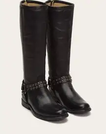 Frye Women's Phillip Studded Harness Tall Boots black Leather Size 8.5