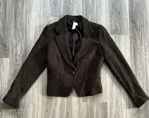 2B. Rych Brown Wool Blend Cropped Tweed Blazer 12