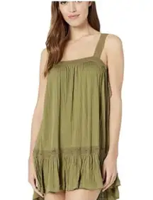Free People Sweet Thing Tunic Mini Dress Lace-Up Side Ties Moss